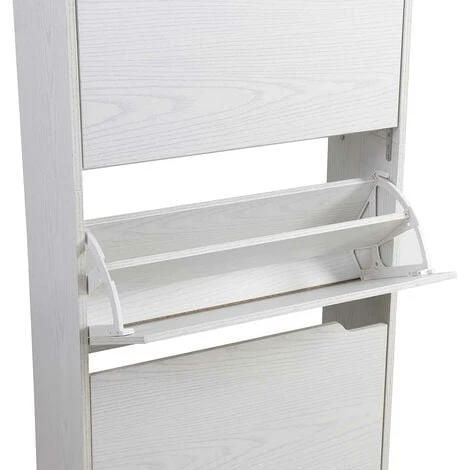 Scarpiera 3 Ante Ripiani Doppia Profondita Legno MDF 63x24x115 Bianco Frassinato 7 Scarpiera 3 Ante Ripiani Doppia Profondita Legno MDF 63x24x115 Bianco Frassinato - immagine 5