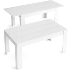 Skraut Home - Tavolo Da Pranzo 140cm Estendibile 200cm, Bianco Opaco, Dimensioni: 90.4 Larghezza X 140.4/200.4 Lunghezza 76.1 Cm Altezza -Vendite HOMCOM || VIDAXL || Songmics 30889165 4