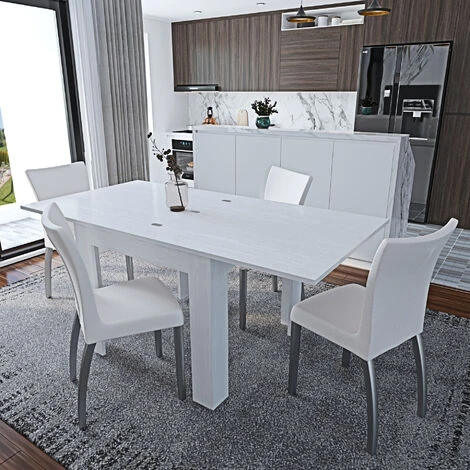 Tavolo Da Pranzo In Legno Allungabile A Libro Fino A 180 Cm Ideale Salotto Cucina Soggiorno Tavolino Consolle Salone Design Moderno Elegante Posadas 180 X 90 X 79 Cm (Bianco Frassino) 4 Tavolo Da Pranzo In Legno Allungabile A Libro Fino A 180 Cm Ideale Salotto Cucina Soggiorno Tavolino Consolle Salone Design Moderno Elegante Posadas 180 X 90 X 79 Cm (Bianco Frassino) - immagine 2