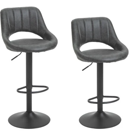 HOMCOM Set 2 Sgabelli Da Bar Con Altezza Regolabile E Poggiapiedi, In Similpelle E Metallo Grigio 3 HOMCOM Set 2 Sgabelli Da Bar Con Altezza Regolabile E Poggiapiedi, In Similpelle E Metallo Grigio