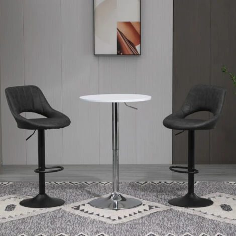 HOMCOM Set 2 Sgabelli Da Bar Con Altezza Regolabile E Poggiapiedi, In Similpelle E Metallo Grigio 4 HOMCOM Set 2 Sgabelli Da Bar Con Altezza Regolabile E Poggiapiedi, In Similpelle E Metallo Grigio - immagine 2