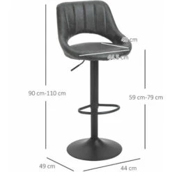 HOMCOM Set 2 Sgabelli Da Bar Con Altezza Regolabile E Poggiapiedi, In Similpelle E Metallo Grigio 9 HOMCOM Set 2 Sgabelli Da Bar Con Altezza Regolabile E Poggiapiedi, In Similpelle E Metallo Grigio -Vendite HOMCOM || VIDAXL || Songmics 32847016 3