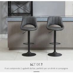 HOMCOM Set 2 Sgabelli Da Bar Con Altezza Regolabile E Poggiapiedi, In Similpelle E Metallo Grigio 10 HOMCOM Set 2 Sgabelli Da Bar Con Altezza Regolabile E Poggiapiedi, In Similpelle E Metallo Grigio -Vendite HOMCOM || VIDAXL || Songmics 32847016 4