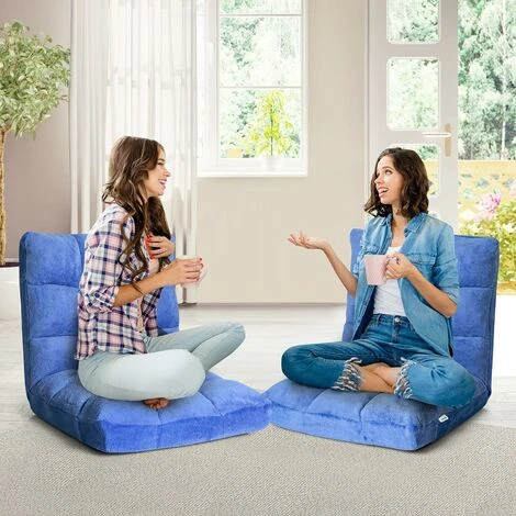 COSTWAY Sedia Da Pavimento, Sedia Imbottita Regolabile In 14 Posizioni, Poltrona Salotto Per Relax, Yoga, Lettura, Blu 4 COSTWAY Sedia Da Pavimento, Sedia Imbottita Regolabile In 14 Posizioni, Poltrona Salotto Per Relax, Yoga, Lettura, Blu - immagine 2