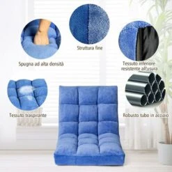 COSTWAY Sedia Da Pavimento, Sedia Imbottita Regolabile In 14 Posizioni, Poltrona Salotto Per Relax, Yoga, Lettura, Blu 10 COSTWAY Sedia Da Pavimento, Sedia Imbottita Regolabile In 14 Posizioni, Poltrona Salotto Per Relax, Yoga, Lettura, Blu -Vendite HOMCOM || VIDAXL || Songmics 33344659 4