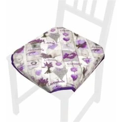 Cuscino Sedia Universale Cotone Lavabile Coprisedia Morbido Lavanda 100% Made In Italy