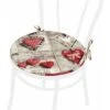 Cuscino Sedia Rotondo Morbido Lavabile Laccetti Fissaggio Shabby Chic Cuori 100% Made In Italy