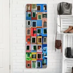 Appendiabiti Da Parete Design - Finestre Dal Mondo - Colorato Dimensione LxH: 119cm X 39cm