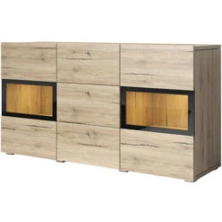 Credenza Moderna 2 Ante Rovere EMOTION Gihome® Madia Buffet Soggiorno Design -Vendite HOMCOM || VIDAXL || Songmics 36002096 4