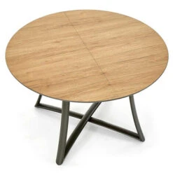 Tavolo Allungabile Tondo ORTENSIA Gihome ® Rovere Metallo Sala Pranzo Moderno -Vendite HOMCOM || VIDAXL || Songmics 36250327 3