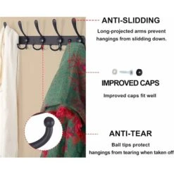 Appendiabiti Da Parete - 5 Tre Ganci, Acciaio Inossidabile Resistente, Appendiabiti In Metallo Per Guardaroba Porta Asciugamani Accappatoi Guardaroba Ingresso Bagno (Nero, 2 Pezzi) -Vendite HOMCOM || VIDAXL || Songmics 36373197 3