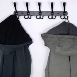 Appendiabiti Da Parete - 5 Tre Ganci, Acciaio Inossidabile Resistente, Appendiabiti In Metallo Per Guardaroba Porta Asciugamani Accappatoi Guardaroba Ingresso Bagno (Nero, 2 Pezzi) -Vendite HOMCOM || VIDAXL || Songmics 36373197 5