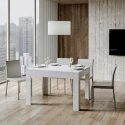 Tavolo Da Pranzo Bianco Spatolato Allungabile Fino A 180