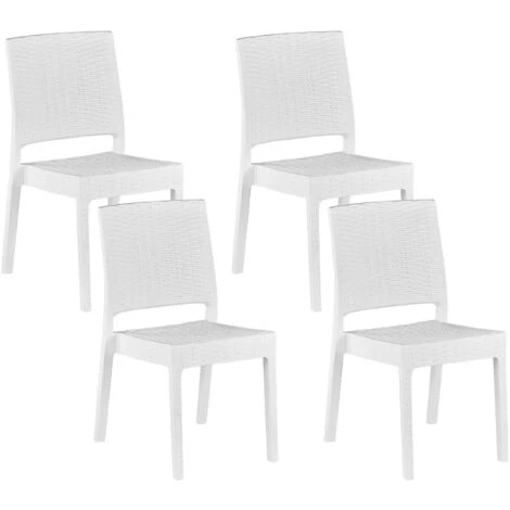 Set Di 4 Sedie Da Giardino Impilabili In Rattan Bianco Fossano 3 Set Di 4 Sedie Da Giardino Impilabili In Rattan Bianco Fossano