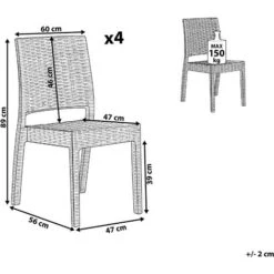 Set Di 4 Sedie Da Giardino Impilabili In Rattan Bianco Fossano 9 Set Di 4 Sedie Da Giardino Impilabili In Rattan Bianco Fossano -Vendite HOMCOM || VIDAXL || Songmics 37828126 3