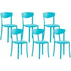 Set Di 6 Sedie Moderne Da Esterno E Interno In Plastica Blu Vieste