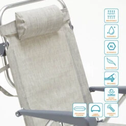 Sedia Sdraio Spiaggina Con Braccioli Pieghevole Gargano Colore: Grigio -Vendite HOMCOM || VIDAXL || Songmics 3865226 5