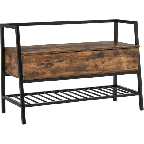 HOMCOM Mobile Scarpiera Con Vano Contenitore Legno E Metallo - Marrone 3 HOMCOM Mobile Scarpiera Con Vano Contenitore Legno E Metallo - Marrone