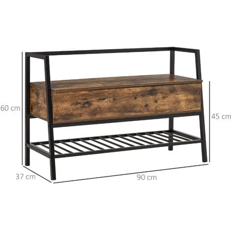 HOMCOM Mobile Scarpiera Con Vano Contenitore Legno E Metallo - Marrone 5 HOMCOM Mobile Scarpiera Con Vano Contenitore Legno E Metallo - Marrone - immagine 3