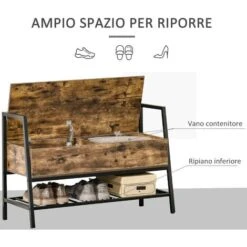 HOMCOM Mobile Scarpiera Con Vano Contenitore Legno E Metallo - Marrone 10 HOMCOM Mobile Scarpiera Con Vano Contenitore Legno E Metallo - Marrone -Vendite HOMCOM || VIDAXL || Songmics 39507114 4