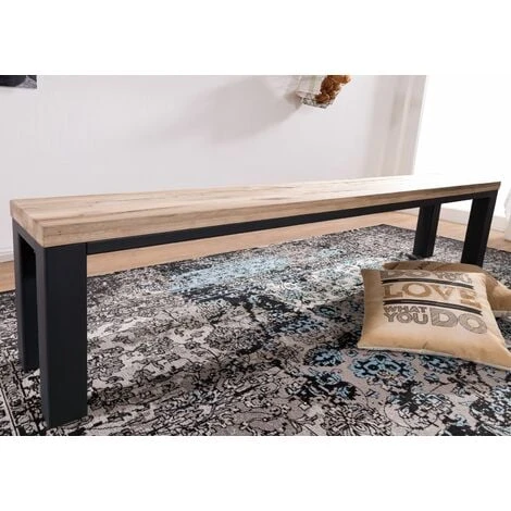 VILLANDERS 225 Panca In Legno Di Quercia Selvatica - Oliato / Bianco 200x35x45 5 VILLANDERS 225 Panca In Legno Di Quercia Selvatica - Oliato / Bianco 200x35x45 - immagine 3