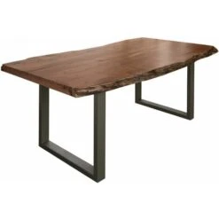FREEFORM 5 Tavolo Da Pranzo In Legno Di Acacia - Laccato Natur / Gambe In Ferro - Argento Mat 160x90x77