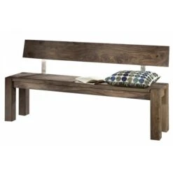 NATURE GREY 701 Panca Con Schienale In Legno Di Sheesham - Oliato / Grigio 160x35x76