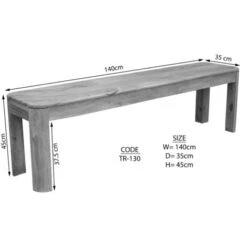 TORONTO 130 Panca In Legno Di Sheesham - Decapato / Smoked Cherry 140x35x45 -Vendite HOMCOM || VIDAXL || Songmics 40503584 4