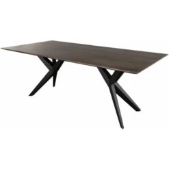 Tavolo Da Pranzo In Legno Di Acacia 160x90x76 Grigio Scuro Laccato SWISS EDGE 17