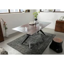 Tavolo Da Pranzo In Legno Di Acacia 160x90x76 Grigio Scuro Laccato SWISS EDGE 17 -Vendite HOMCOM || VIDAXL || Songmics 40503805 3