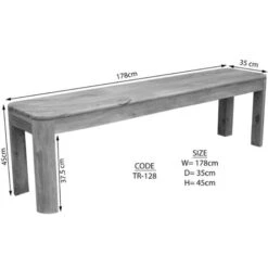 TORONTO 128 Panca In Legno Di Sheesham - Decapato / Smoked Cherry 178x35x45 -Vendite HOMCOM || VIDAXL || Songmics 40503956 4