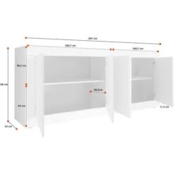 Credenza Moderna, Madia Bianca Lucida Con 4 Ante In Finitura Pero -Vendite HOMCOM || VIDAXL || Songmics 41361721 3