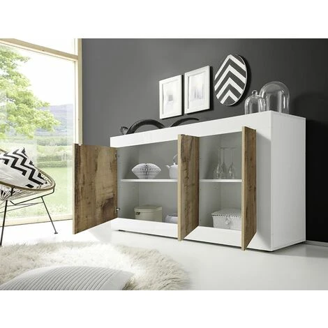 Credenza Moderna, Madia Bianca Lucida Con 3 Ante In Finitura Pero 4 Credenza Moderna, Madia Bianca Lucida Con 3 Ante In Finitura Pero - immagine 2