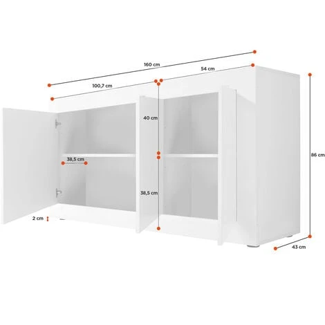 Credenza Moderna, Madia Bianca Lucida Con 3 Ante In Finitura Pero 5 Credenza Moderna, Madia Bianca Lucida Con 3 Ante In Finitura Pero - immagine 3