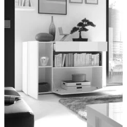 Credenza Madia Bianco Lucido E Rovere Samoa -Vendite HOMCOM || VIDAXL || Songmics 41361818 2