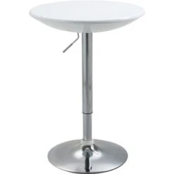 HOMCOM Tavolo Rotondo Da Bar Con Piano Girevole, Altezza Regolabile Con Leva A Gas E Base - Bianco
