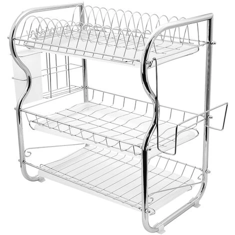 Scolapiatti Con Vassoio In Acciaio Inox Risparmia Spazio 3 Livelli Opzione 1 4 Scolapiatti Con Vassoio In Acciaio Inox Risparmia Spazio 3 Livelli Opzione 1 - immagine 2