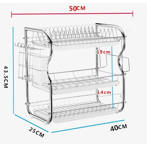 Scolapiatti Con Vassoio In Acciaio Inox Risparmia Spazio 3 Livelli Opzione 1 6 Scolapiatti Con Vassoio In Acciaio Inox Risparmia Spazio 3 Livelli Opzione 1 - immagine 4