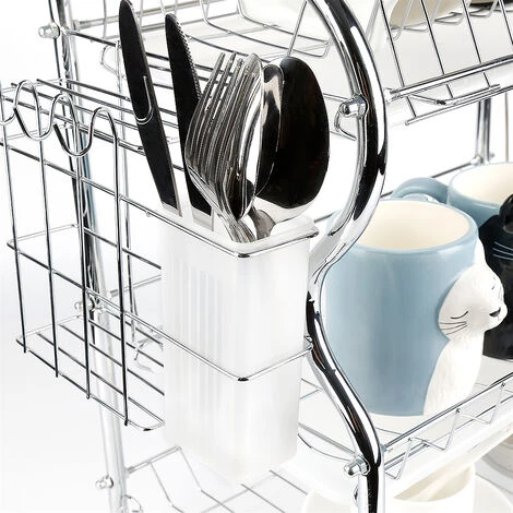 Scolapiatti Con Vassoio In Acciaio Inox Risparmia Spazio 3 Livelli Opzione 1 7 Scolapiatti Con Vassoio In Acciaio Inox Risparmia Spazio 3 Livelli Opzione 1 - immagine 5