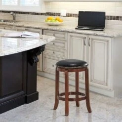 COSTWAY Sgabello Girevole Senza Schienale, Sgabello Da Bar Rustico Con Sedile Girevole A 360°, Sedia Da Bar Di Legno Per Sala Da Pranzo Cucina Ristorante, 39,5 X 39,5 X 61 Cm (1 Pezzo) -Vendite HOMCOM || VIDAXL || Songmics 44637643 2