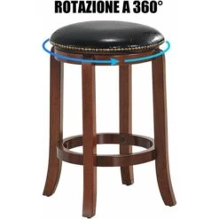 COSTWAY Sgabello Girevole Senza Schienale, Sgabello Da Bar Rustico Con Sedile Girevole A 360°, Sedia Da Bar Di Legno Per Sala Da Pranzo Cucina Ristorante, 39,5 X 39,5 X 61 Cm (1 Pezzo) -Vendite HOMCOM || VIDAXL || Songmics 44637643 3