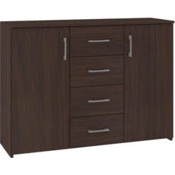 ELTON Cassettiera Buffet Moderna Salone Soggiorno Camera Da Letto 110x80x35cm 4 Cassetti 2 Ante Mobile Contenitore Credenza