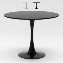 Tavolo Rotondo Effetto Marmo 80cm Sala Da Pranzo Ristorante Tulip Murmar 80 Colore: Nero