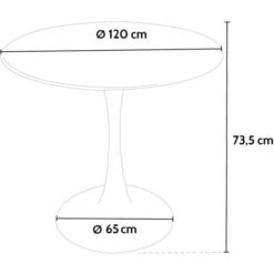 Tavolo Rotondo 120cm Effetto Marmo Ristorante Sala Da Pranzo Tulip Murmar 120 Colore: Bianco -Vendite HOMCOM || VIDAXL || Songmics 45345861 5