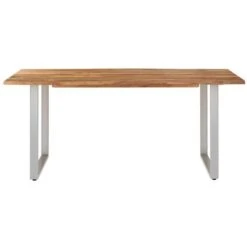 Nova Tavolo Da Pranzo In Legno Massello Di Acacia E Acciaio Varie Dimensioni Dimensioni : 80x90x76 Cm -Vendite HOMCOM || VIDAXL || Songmics 46363468 3