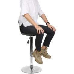 2 X Sgabelli Da Bar, Sedie Da Cucina , Superficie In PU , Per Soggiorno E Ristorante Bar ,Altezza Regolabile ,sgabello Grigio -Vendite HOMCOM || VIDAXL || Songmics 47300919 3