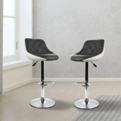 2Sgabello Da Bar ,Moderno Sedia Cucina,con Schienale Poggiapiedi Senza Braccioli Similpelle Cromato Altezza Regolabile Girevole Design,nero-bianco 8 2Sgabello Da Bar ,Moderno Sedia Cucina,con Schienale Poggiapiedi Senza Braccioli Similpelle Cromato Altezza Regolabile Girevole Design,nero-bianco -Vendite HOMCOM || VIDAXL || Songmics 47300998 2
