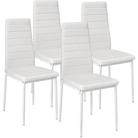Set Di 4 Sedie Da Pranzo Stile Contemporaneo -sedia Da Pranzo Sedia Cucina ,Sedia Con Linee,bianco 6 Set Di 4 Sedie Da Pranzo Stile Contemporaneo -sedia Da Pranzo Sedia Cucina ,Sedia Con Linee,bianco - immagine 4