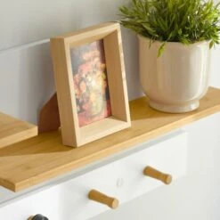 SoBuy Portachiavi Mobile Ingresso Da Muro Appendiabiti Legno Attaccapanni Da Muro Scaffale Murale Mensola Scaffale FHK21-WN -Vendite HOMCOM || VIDAXL || Songmics 48887874 4