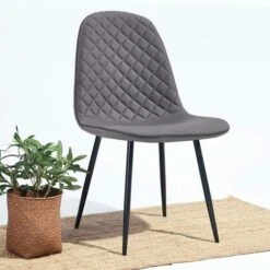 Set Da 4 Sedie Design Bella Imbottite In Ecopelle Trapuntata Con Gambe In Metallo Nere Grigia -Vendite HOMCOM || VIDAXL || Songmics 50001486 3